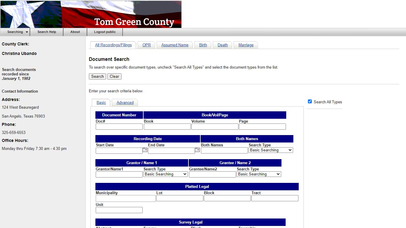 Tom Green County - Document Search