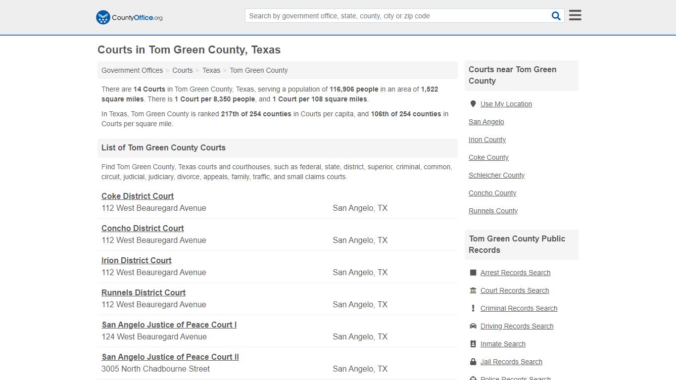 Courts - Tom Green County, TX (Court Records & Calendars)